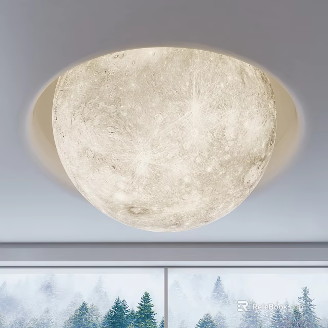 Modern Moon Ceiling Light With Textured Surface And Soft Glow 3d model