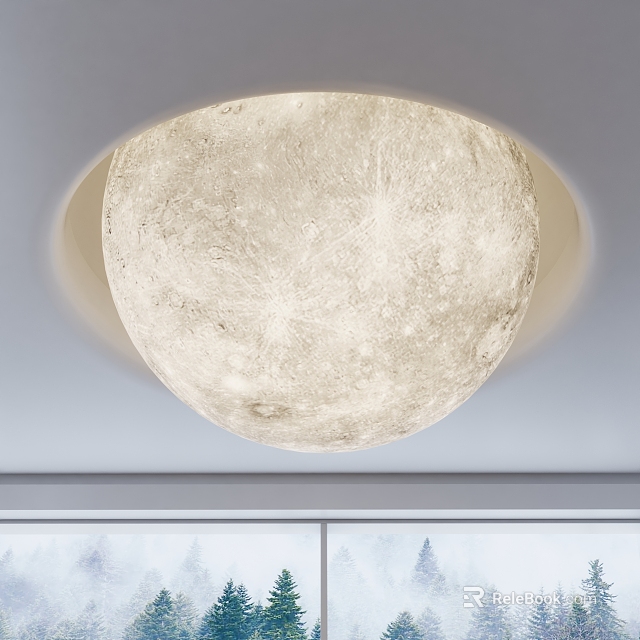Modern Moon Ceiling Light With Textured Surface And Soft Glow 3d model 