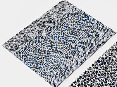 Modern Square Rug With Blue White Dotted Pattern For Living Room Decor 3d model