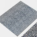 Modern Square Rug With Blue White Dotted Pattern For Living Room Decor