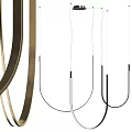 Modern Curved Metal Pendant Lights With Sleek Black And Gold Geometric Design
