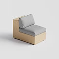 Modern Single Sofa With Woven Beige Frame Gray Cushion And Backrest 3d model