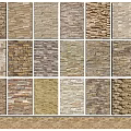 Various Stone Feature Walls With Different Textures And Earthy Tones For Interior Design 3d model