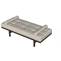 Modern Beige Tufted Bench With Padded Seat And Wooden Legs