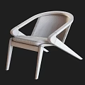 Elegant Modern Single Chair With Curved Wooden Armrests And Leather Seat