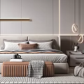 Modern Bedroom Interior Design With Comfortable Bed Bedside Tables And Pendant Lights