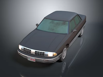 Vintage Black Sedan With Classic Design Front Grille And Headlights 3d model