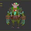 Orc Fantasy Game Movie Character With Green Skin Blue Hair Metal Armor And Scarf