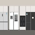 Three Modern Stylish Refrigerators With Different Door Designs And Digital Panels 3d model