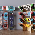 Graffiti Skateboard Combination Hip Hop Culture Skateboard Personality Skateboard Sports Equipment 3d model