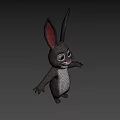 Cute Cartoon Rabbit Character With Long Ears Big Eyes And Open Arms On Dark Background