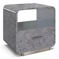 Modern Luxury Grey Textured Nightstand With Open Storage Shelf And Sleek Drawer For Bedroom Decoration