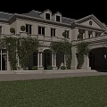 Lush Green Vines Covering White Building Exterior With Columns Archway And Trimmed Shrubs
