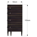 Dark Colored Entryway Side Cabinet With Wood Grain Metal Handles And Tall Legs