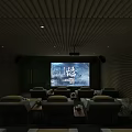 Modern Cinema Interior With Comfortable Reclining Seats And Large Projection Screen 3d model