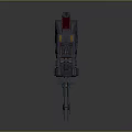 Futuristic Sci-Fi Vehicle with Weapon Turret Deployable Ramp Blue Lights and Mechanical Armor Structure