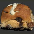 Freshly Baked Soft Hot Cross Bun With White Cross Icing And Juicy Raisins