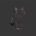 Intricate Mechanical Weapon With Metal Structure Hexagonal Components And Ring Design