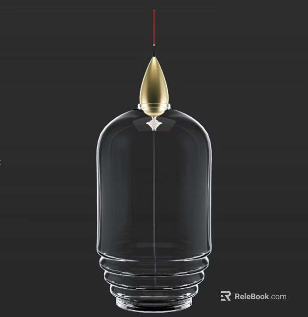 Transparent Ceramic Vessel With Golden Spire Top And Star Decoration On Black Background 3d model 