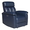 Navy Blue Leather Upholstered Single Recliner Sofa With Modern Comfortable Design 3d model