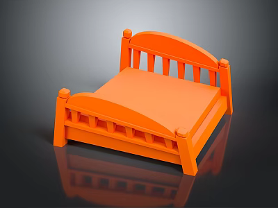 Orange Children's Bed Frame With Simple Headboard And Footboard 3D Rendering Design 3d model