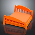 Orange Children's Bed Frame With Simple Headboard And Footboard 3D Rendering Design