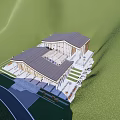 Modern Wooden Mountain Lodge with Large Windows Open Terrace and Green Hillside View