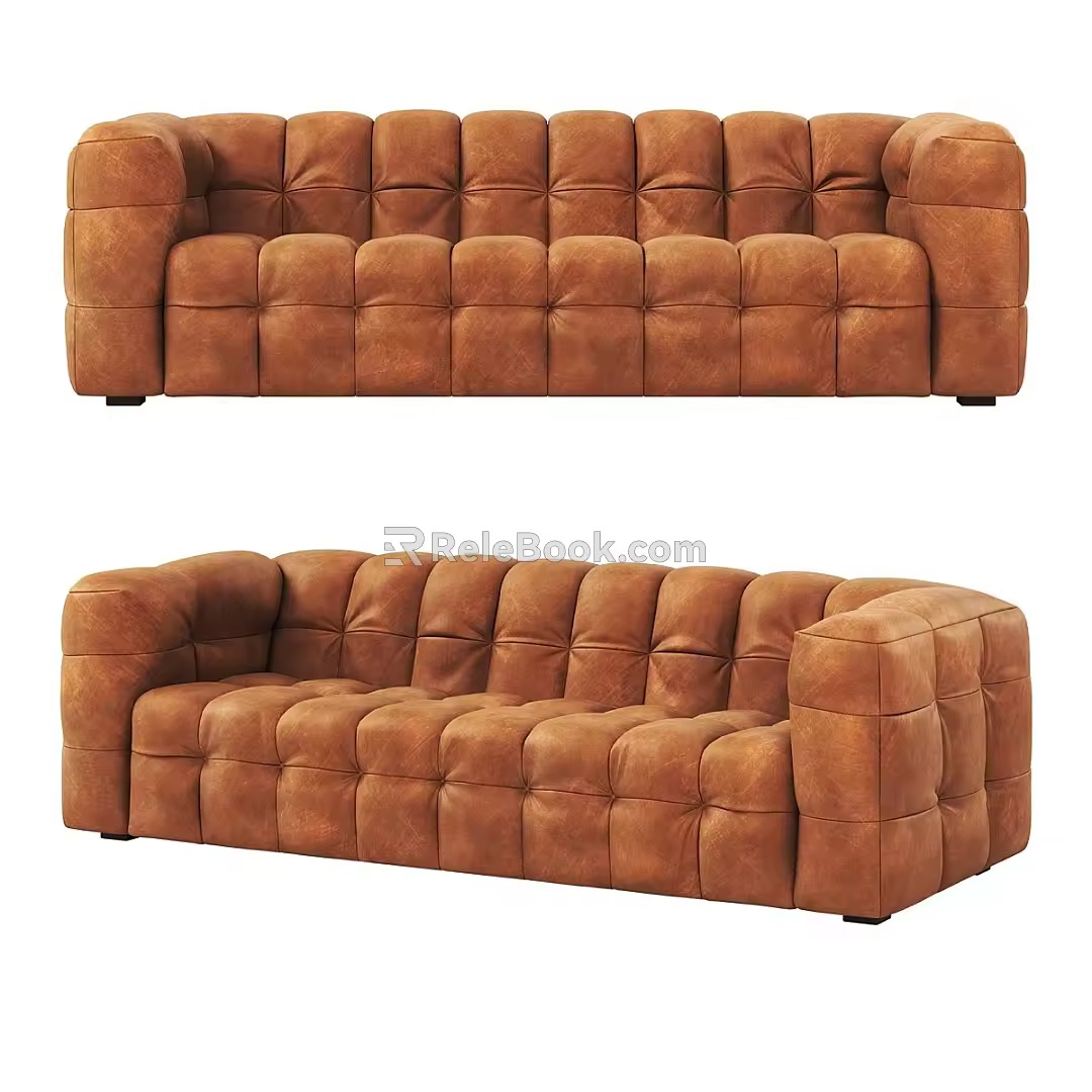 Nordic simple double sofa 3d model