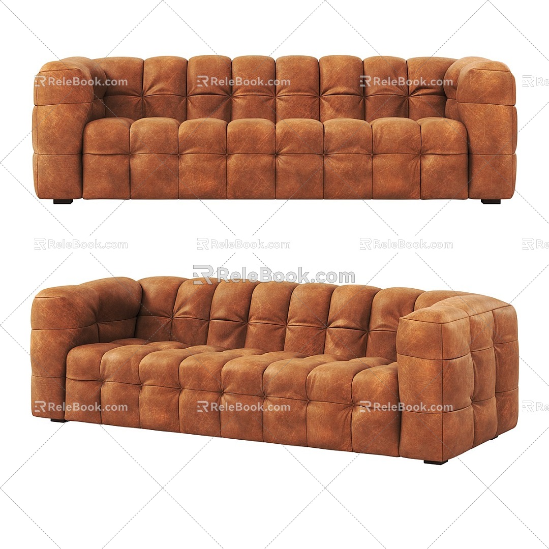 Nordic simple double sofa 3d model