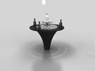 Modern Display Shelf With White Bottle Black Bottles Conical Black Base And White Circular Lines 3d model