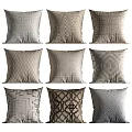 Modern Throw Pillows With Various Geometric Patterns And Neutral Tones 3d model