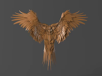 Golden Eagle Shaped Metallic Wall Decor With Spread Wings And Feather Details 3d model