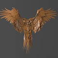 Golden Eagle Shaped Metallic Wall Decor With Spread Wings And Feather Details 3d model