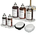 Elegant Daily Washing Supplies With Bottles Toothbrushes Brushes Trays Tubes Mirror And Candle
