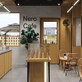 Tongxi Dessert Shop Wooden Signboard Exterior With Display Cases Green Plants And Outdoor Seating