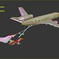 Large Tanker Aircraft Refueling Two Small Fighter Jets in Mid Air
