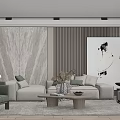 Elegant Modern Living Room Interior With Sofa Decorative Painting Floor Lamp And Area Rug