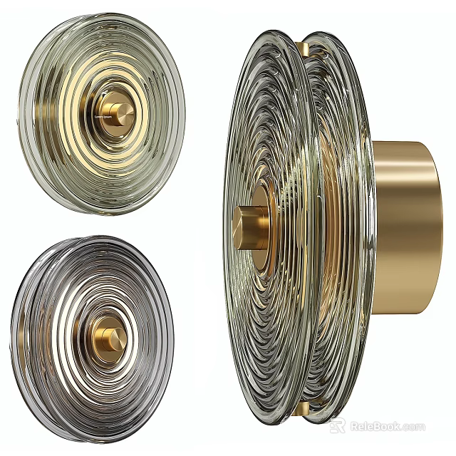 Elegant Decorative Glass Knobs With Gold Metal Accents And Spiral Design 3d model 