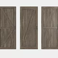Wooden Hinged Doors With Crossed And Vertical Panel Designs In Natural Wood Tone