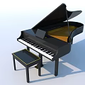 Stylish Black Grand Piano With Matching Stool For Musical Instrument Setup