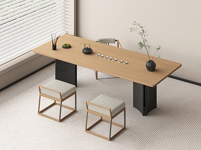 Tea table and chair combination model