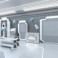MELING Futuristic Exhibition Stand With Astronaut Rocket Models And White Design