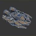 Sci Fi Spaceship With Intricate Mechanical Parts Glowing Green Accents And Metallic Texture