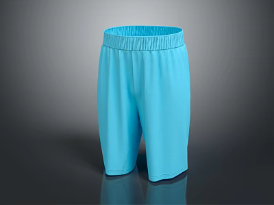 Light Blue Casual Shorts with Elastic Waistband for Comfortable Daily Wear 3d model