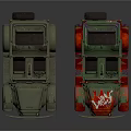 Toy Cars Display Military Green And Red Flame Design With V8 Logo Details