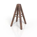 Sturdy Riveted Brown Metal Three Legged Stool With Industrial Design