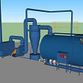 Industrial Equipment With Large Blue Tank Pipes Ladder Separator Storage Tank And Control Panel