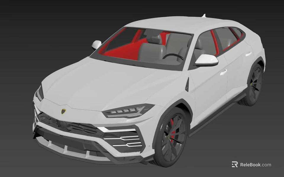 White Sleek SUV With Sporty Front Design Red Interior And Black Wheels 3d model 