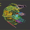 Yellow And Black Weathered Aircraft With Blue Glowing Core And Futuristic Design