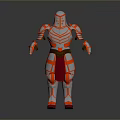 Shiny Red And Silver Medieval Knight Armor As Warrior Battle Weapon Gear